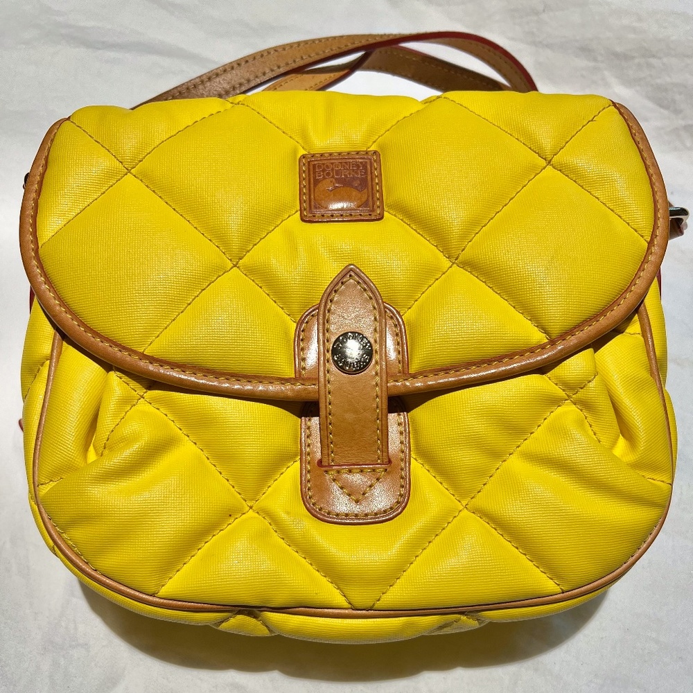 Dooney and Bourke Quilted Crossbody purse. Yellow Crossbody bag